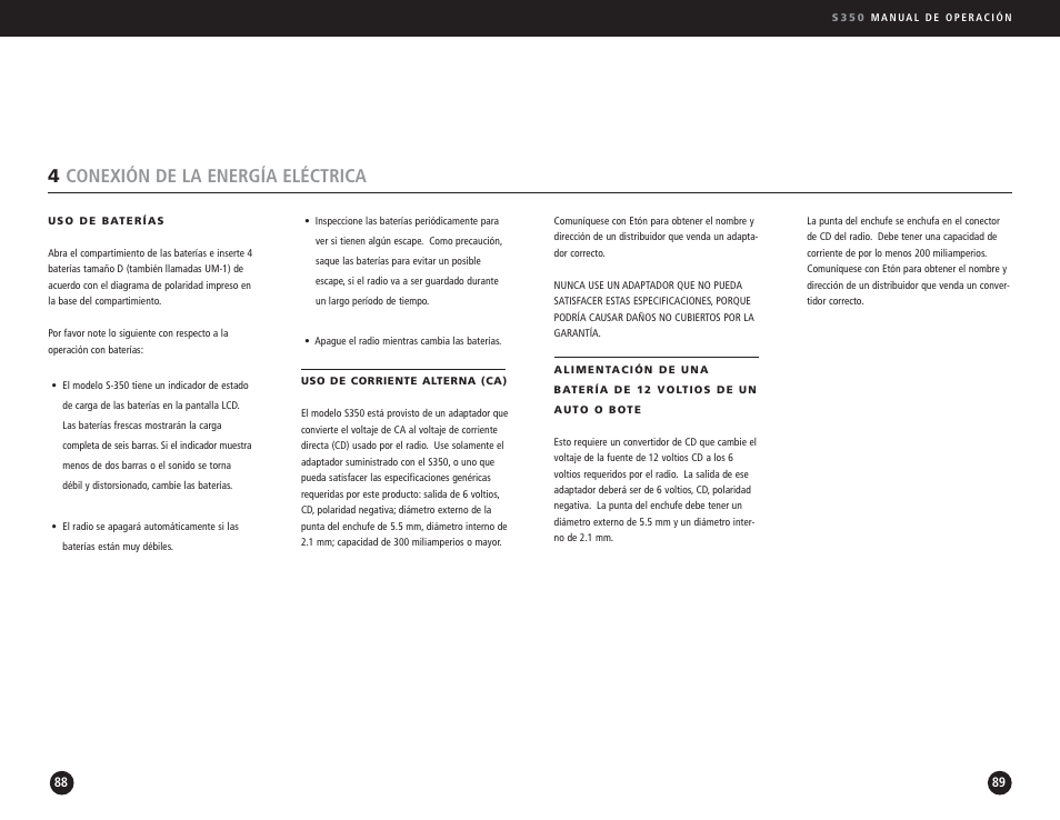 4conexión de la energía eléctrica | Eton S350 User Manual | Page 45 / 68