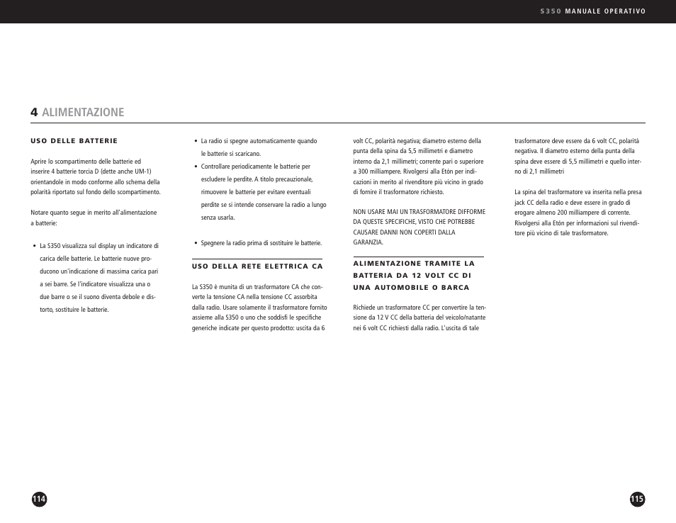 4alimentazione | Eton S350 User Manual | Page 58 / 68