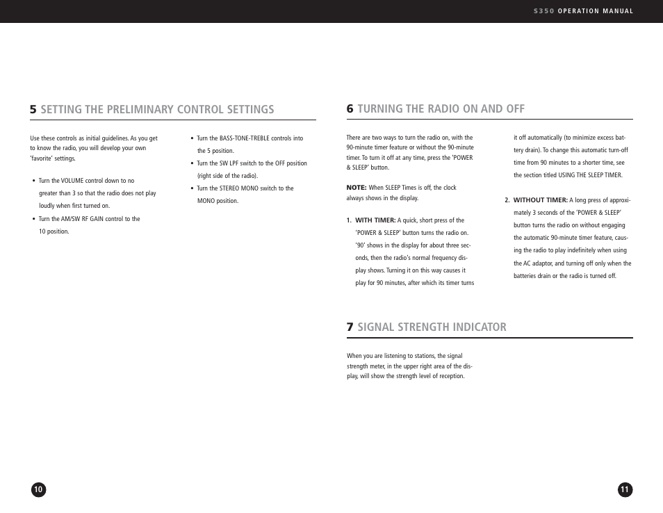 5setting the preliminary control settings | Eton S350 User Manual | Page 6 / 68
