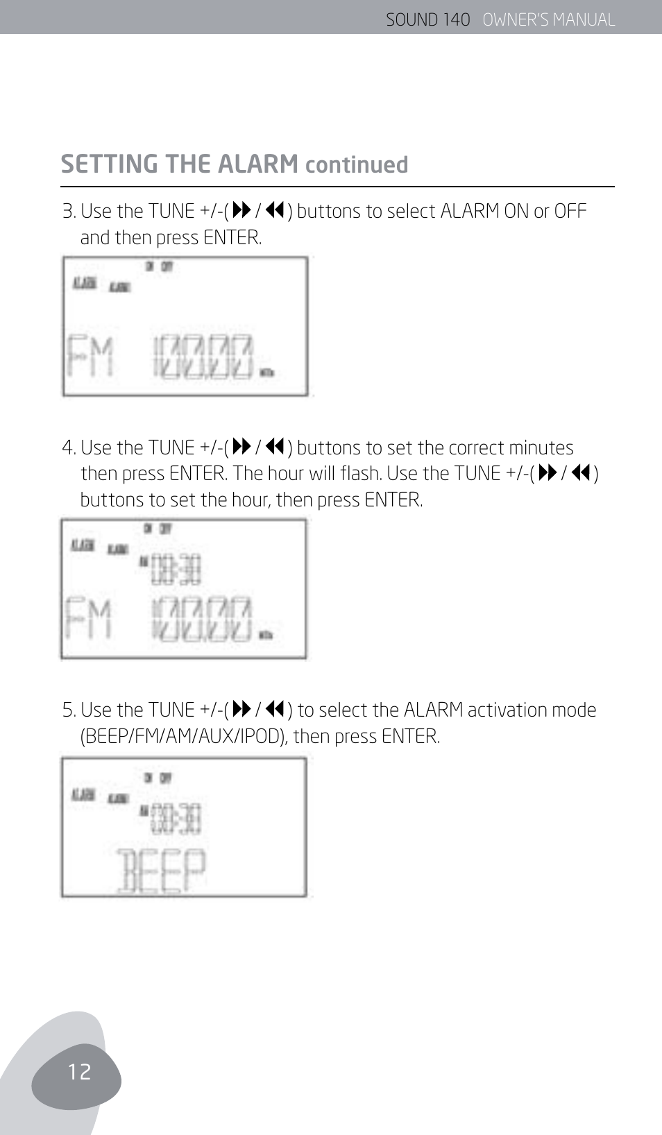 Setting the alarm | Eton SOUND 140 User Manual | Page 12 / 74