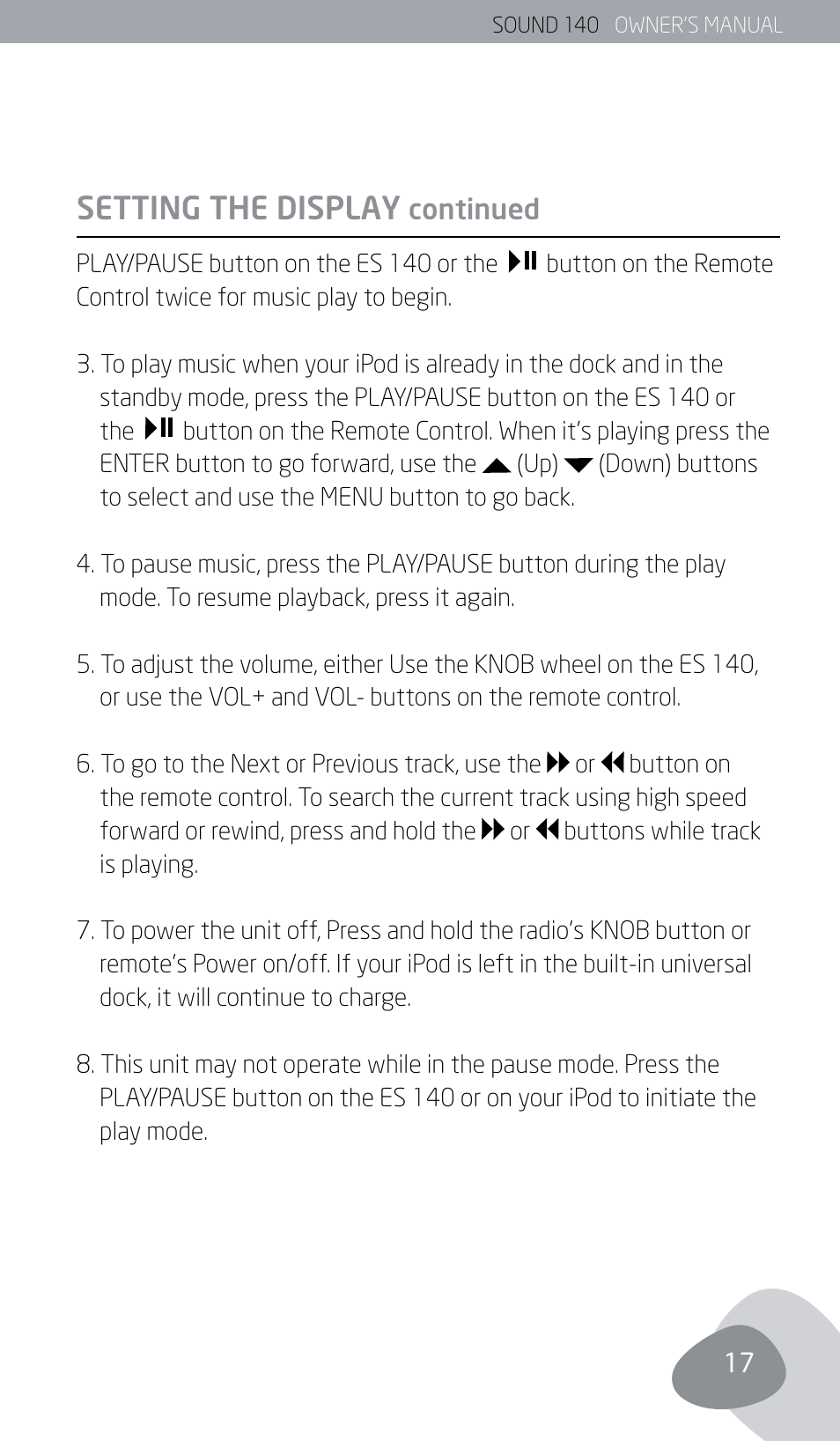 Setting the display | Eton SOUND 140 User Manual | Page 17 / 74