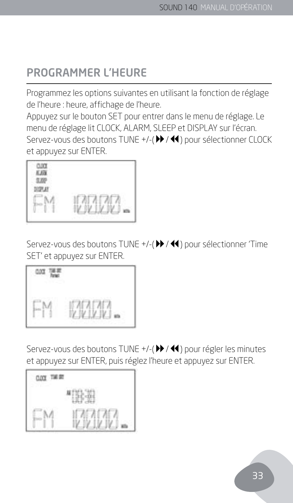 Programmer l’heure | Eton SOUND 140 User Manual | Page 33 / 74