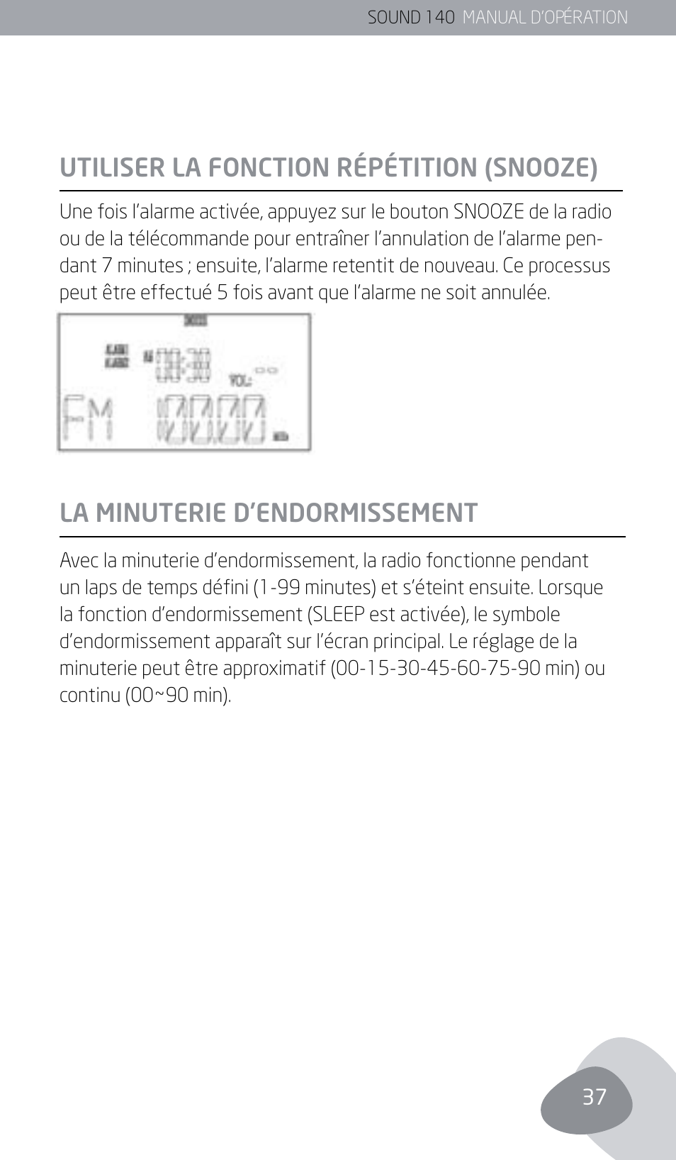 Utiliser la fonction répétition (snooze), La minuterie d’endormissement | Eton SOUND 140 User Manual | Page 37 / 74