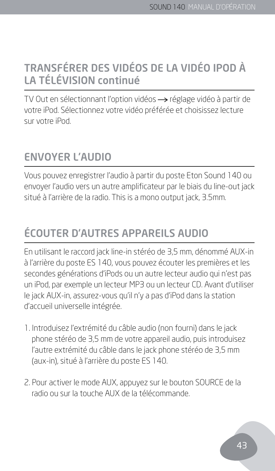 Eton SOUND 140 User Manual | Page 43 / 74