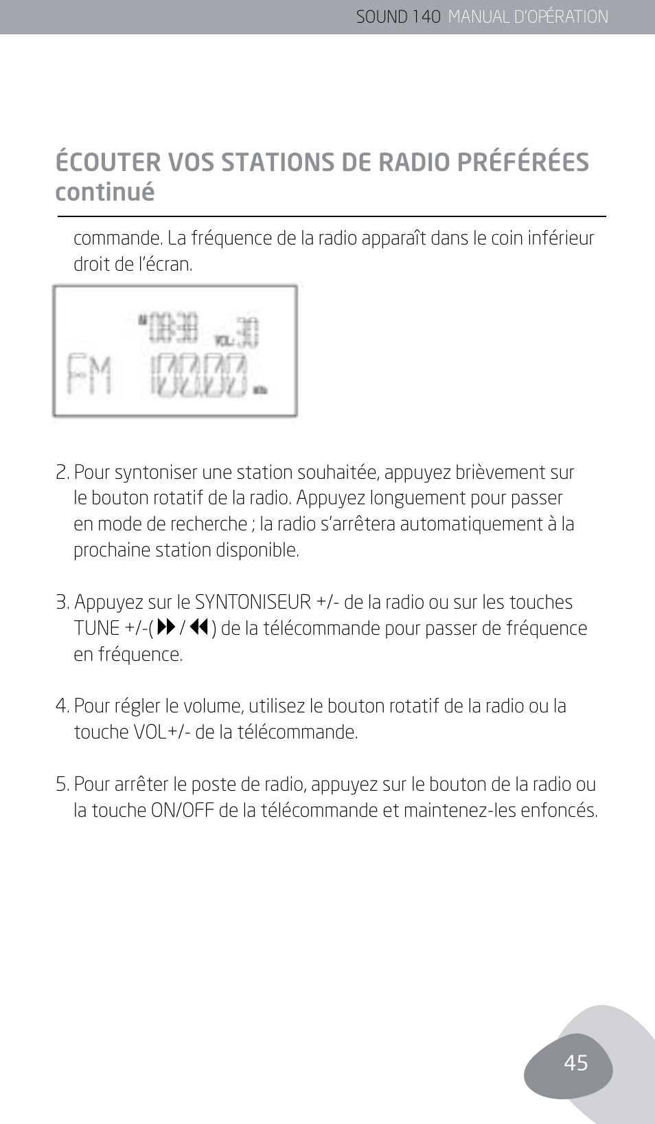 Écouter vos stations de radio préférées continué | Eton SOUND 140 User Manual | Page 45 / 74