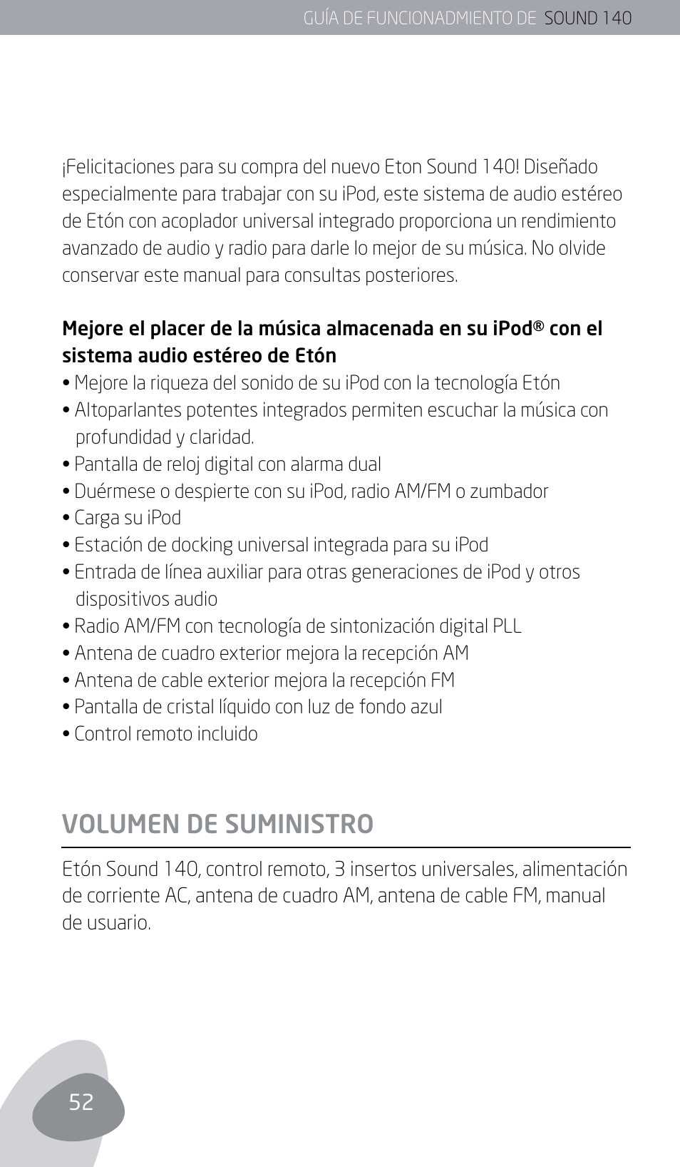 Volumen de suministro | Eton SOUND 140 User Manual | Page 52 / 74