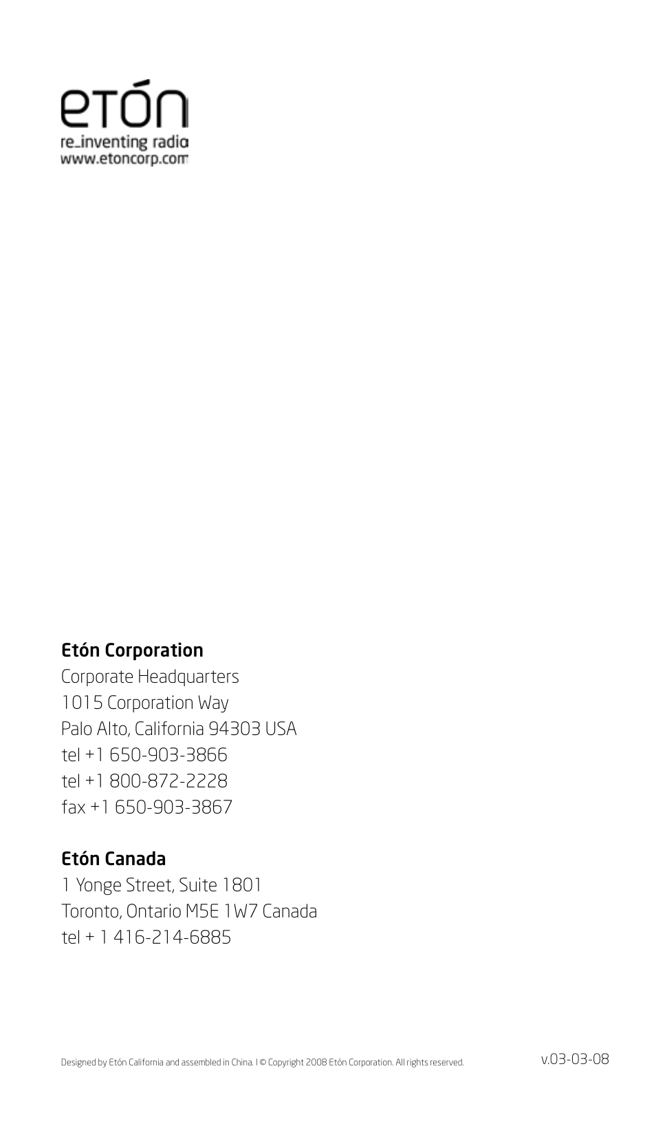 Eton SOUND 140 User Manual | Page 74 / 74