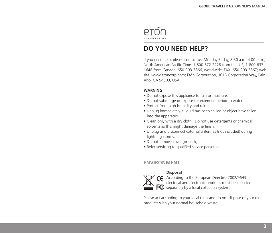 Do you need help | Eton GLOBE TRAVELER G3 User Manual | Page 2 / 37