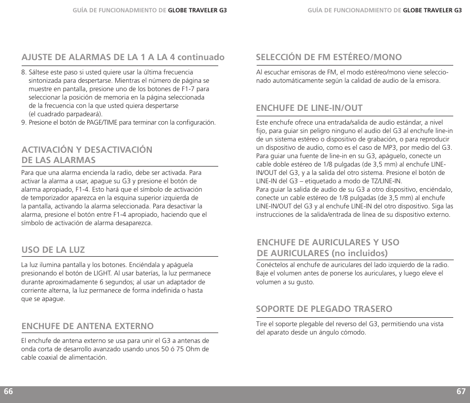 Eton GLOBE TRAVELER G3 User Manual | Page 34 / 37