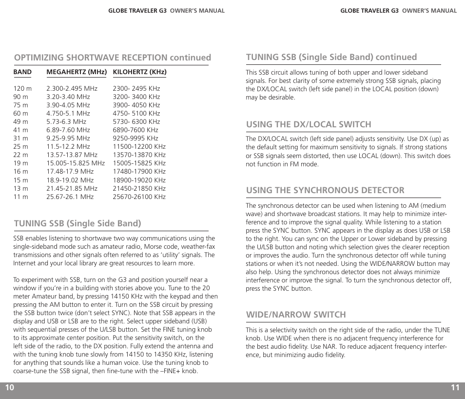 Eton GLOBE TRAVELER G3 User Manual | Page 6 / 37