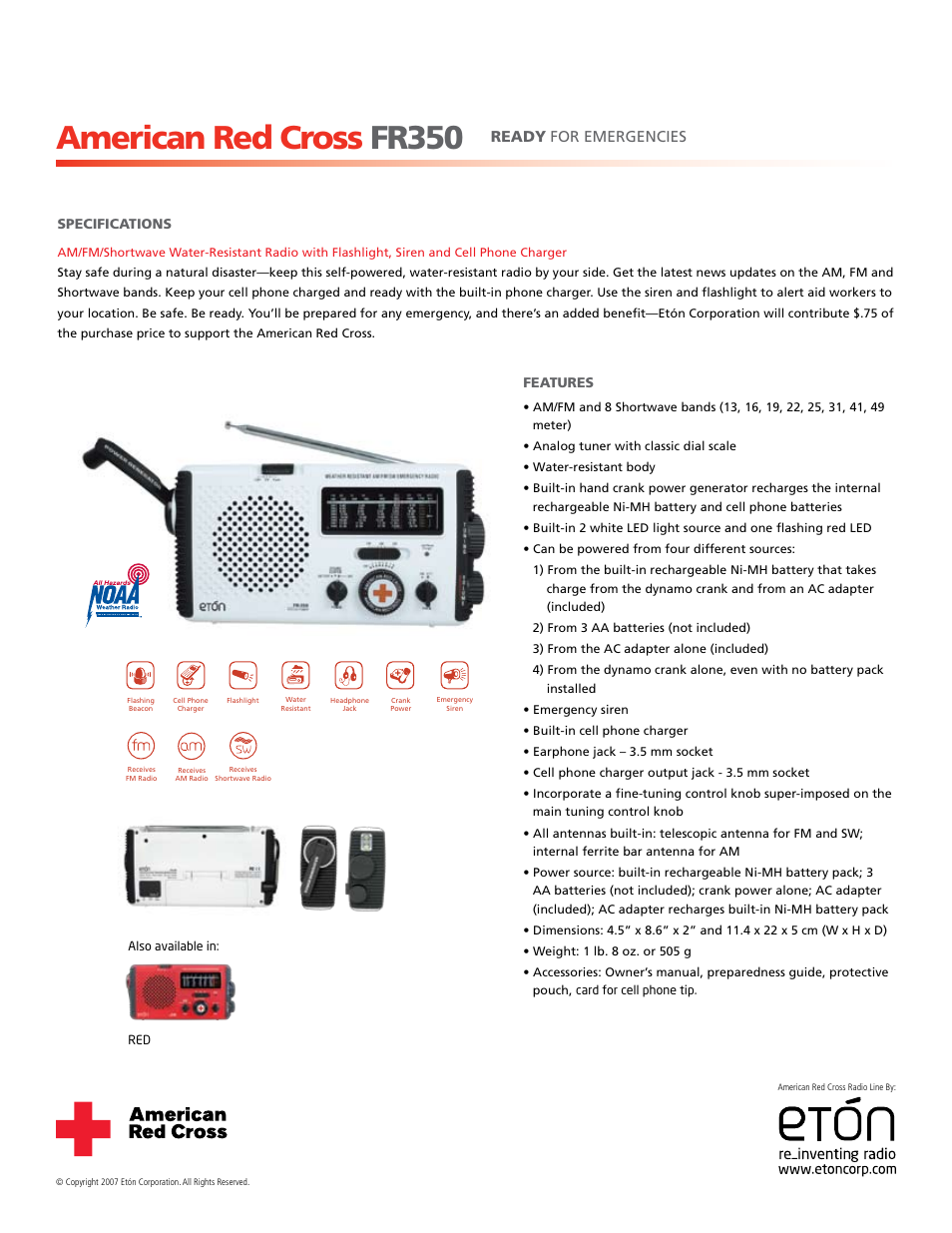 Eton FR350 User Manual | 1 page