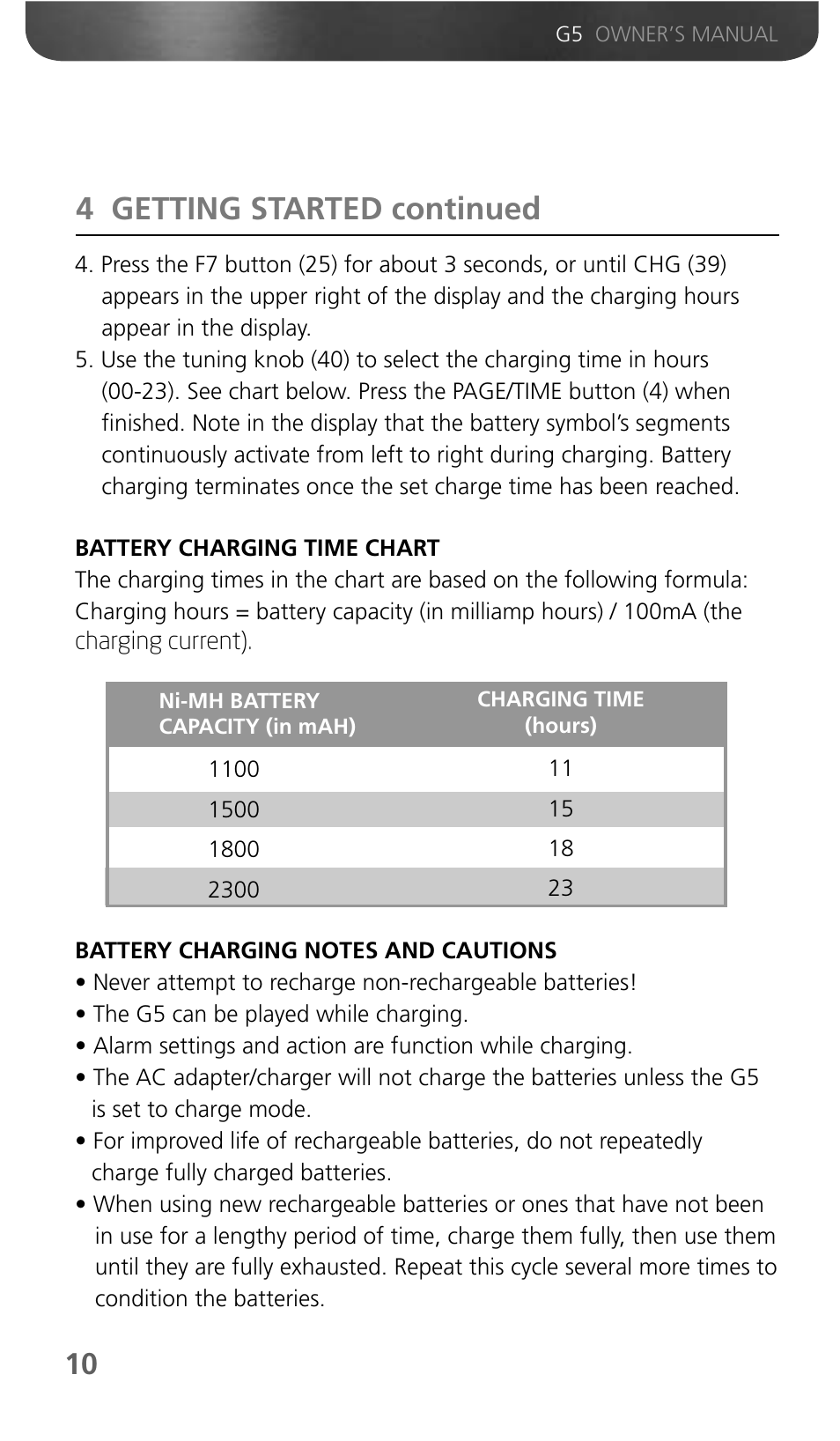 4 getting started continued | Eton Grundig G5 User Manual | Page 12 / 43