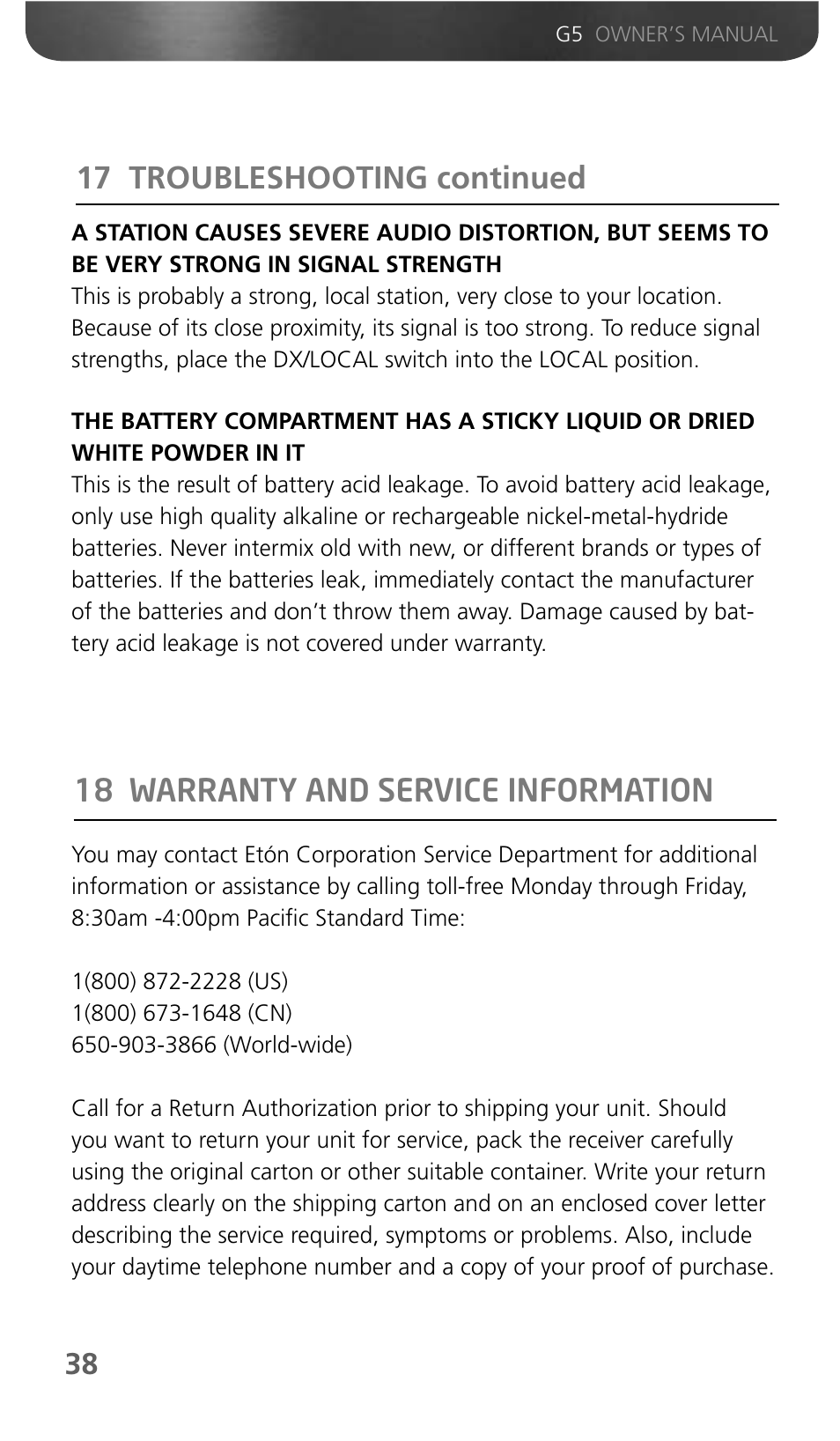 Eton Grundig G5 User Manual | Page 40 / 43