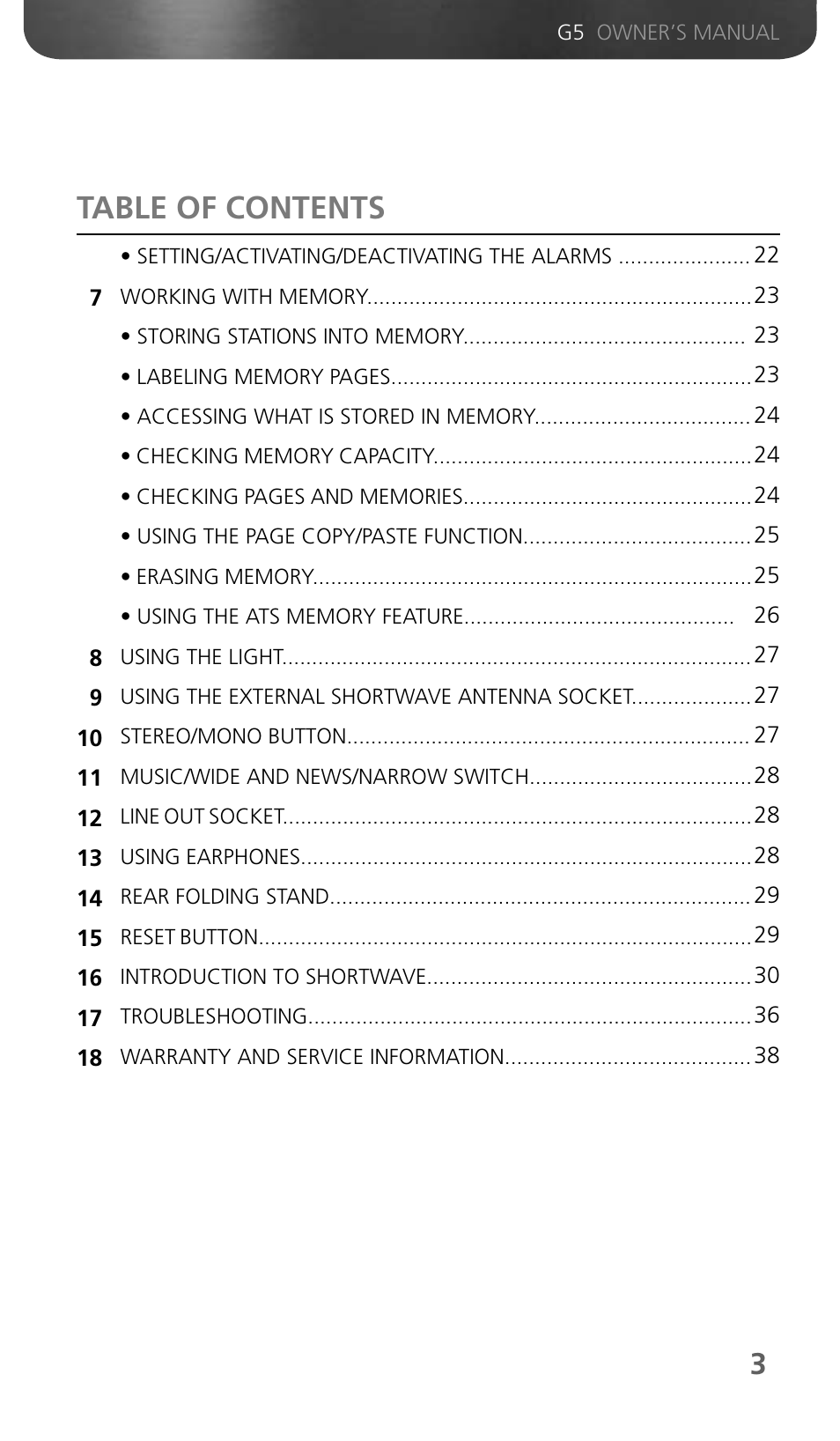 Eton Grundig G5 User Manual | Page 5 / 43