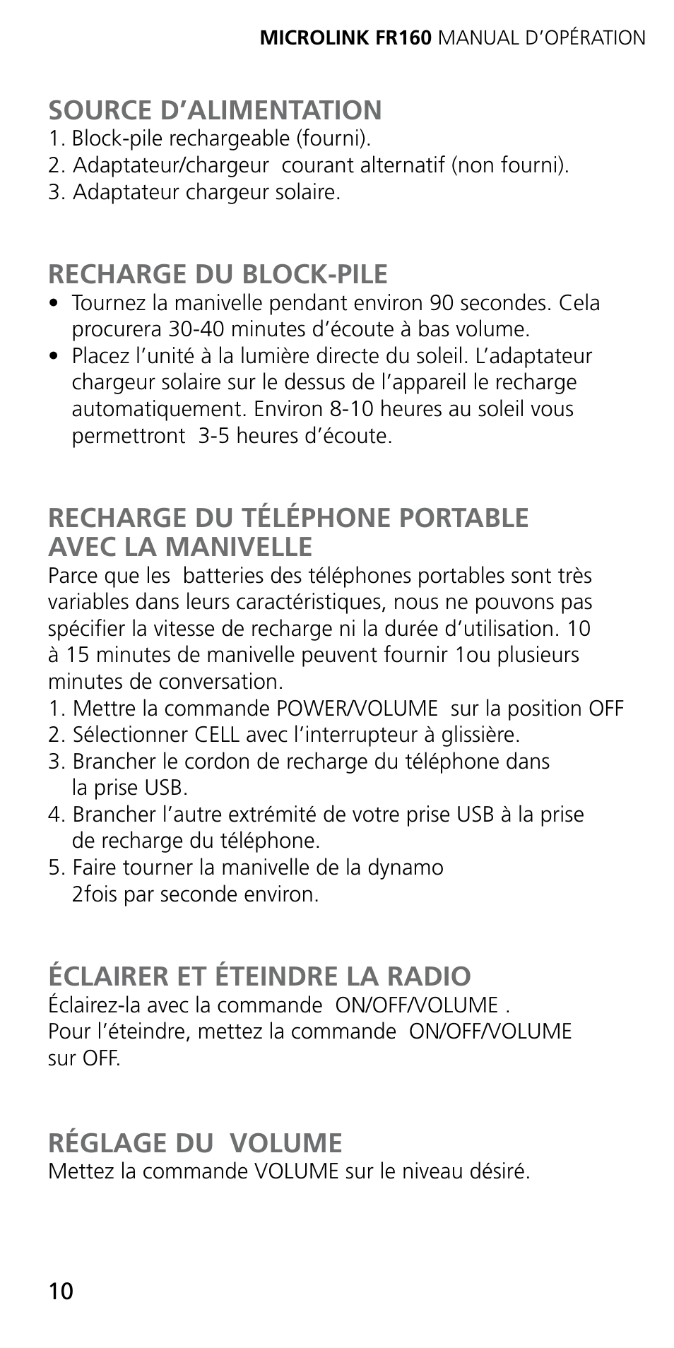 Eton MICROLINK FR160 User Manual | Page 10 / 20