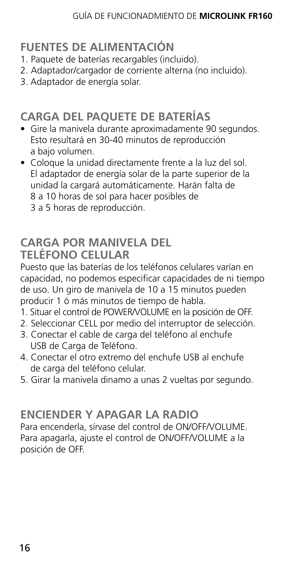 Eton MICROLINK FR160 User Manual | Page 16 / 20