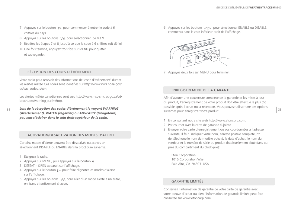 Eton WEATHERTRACKER ARCFR800R User Manual | Page 18 / 32