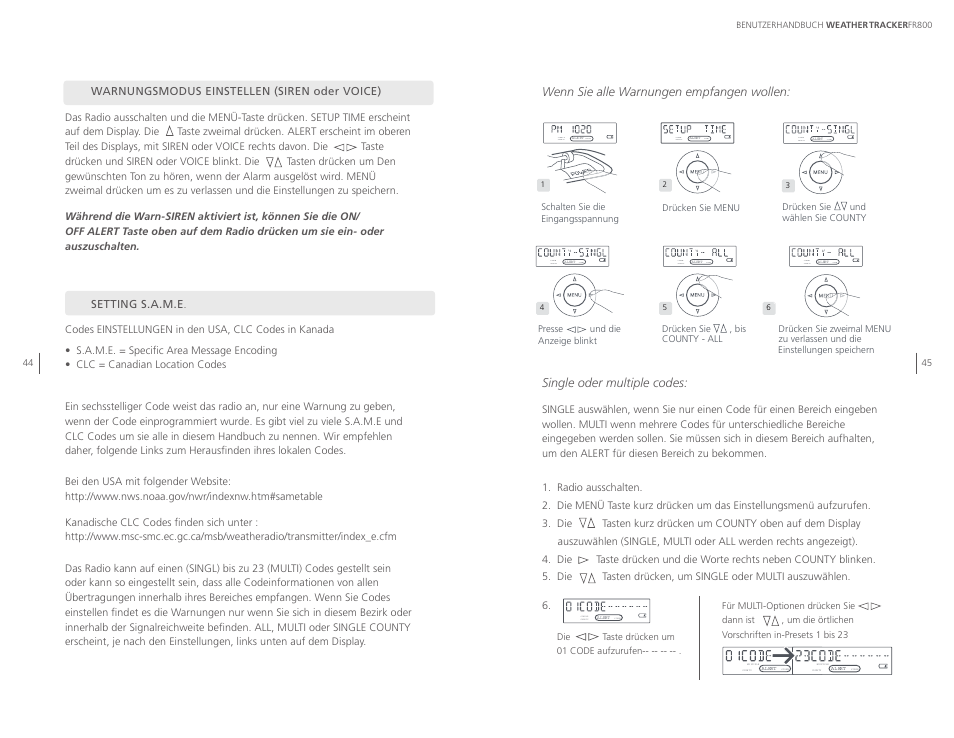 Siren singl e coun ty, Sire n single coun ty | Eton WEATHERTRACKER ARCFR800R User Manual | Page 23 / 32