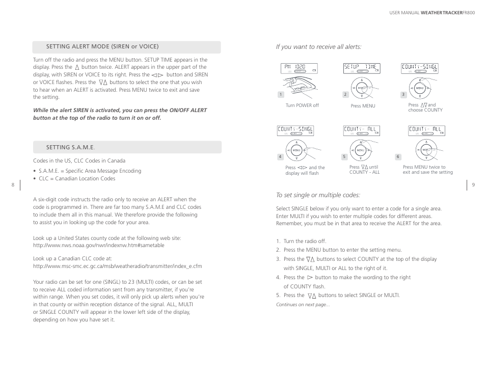 Siren singl e coun ty, Sire n single coun ty | Eton WEATHERTRACKER ARCFR800R User Manual | Page 5 / 32