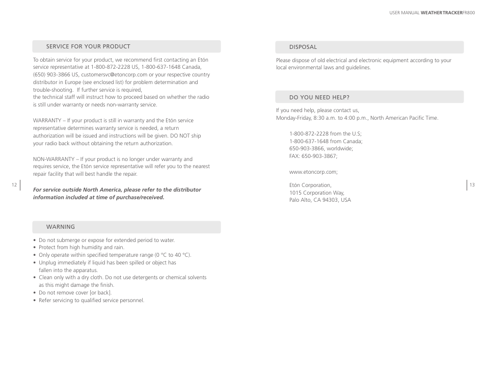 Eton WEATHERTRACKER ARCFR800R User Manual | Page 7 / 32