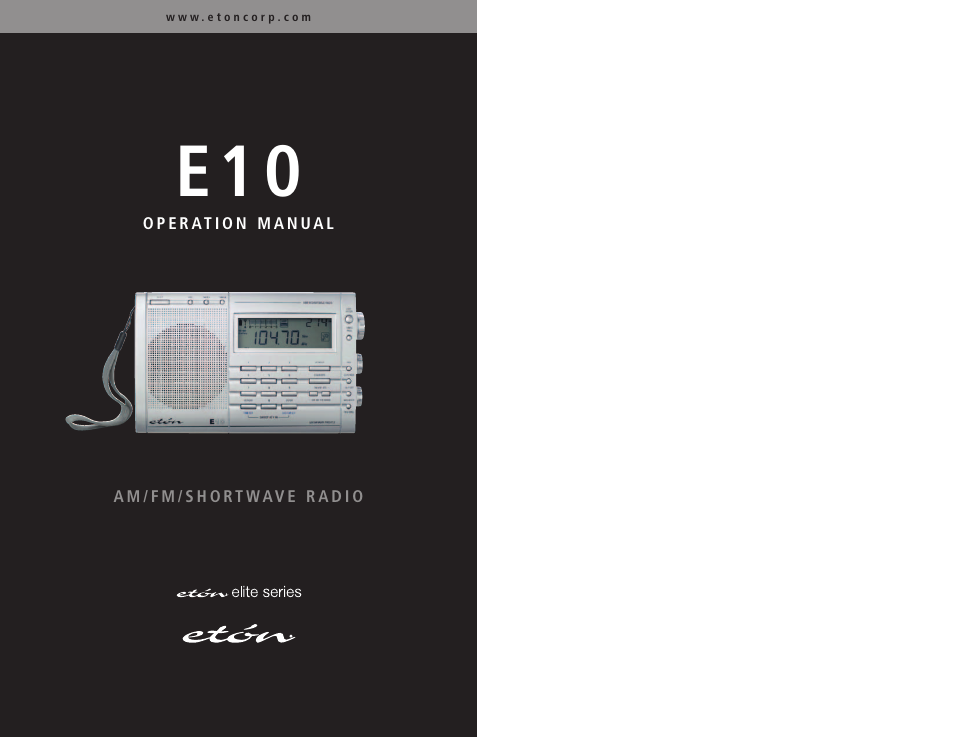 Eton Elite E10 User Manual | 80 pages