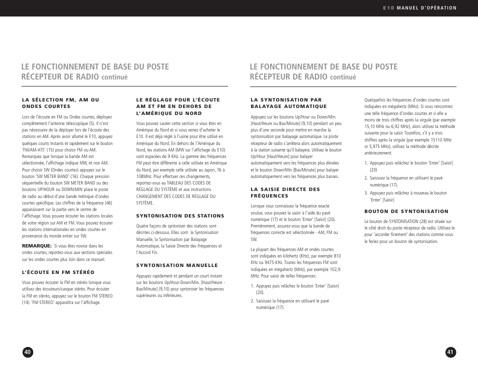 Continué | Eton Elite E10 User Manual | Page 21 / 80