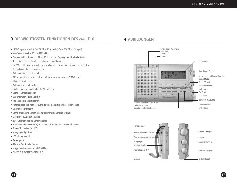 4abbildungen, 3die wichtigsten funktionen des etón e10 | Eton Elite E10 User Manual | Page 34 / 80