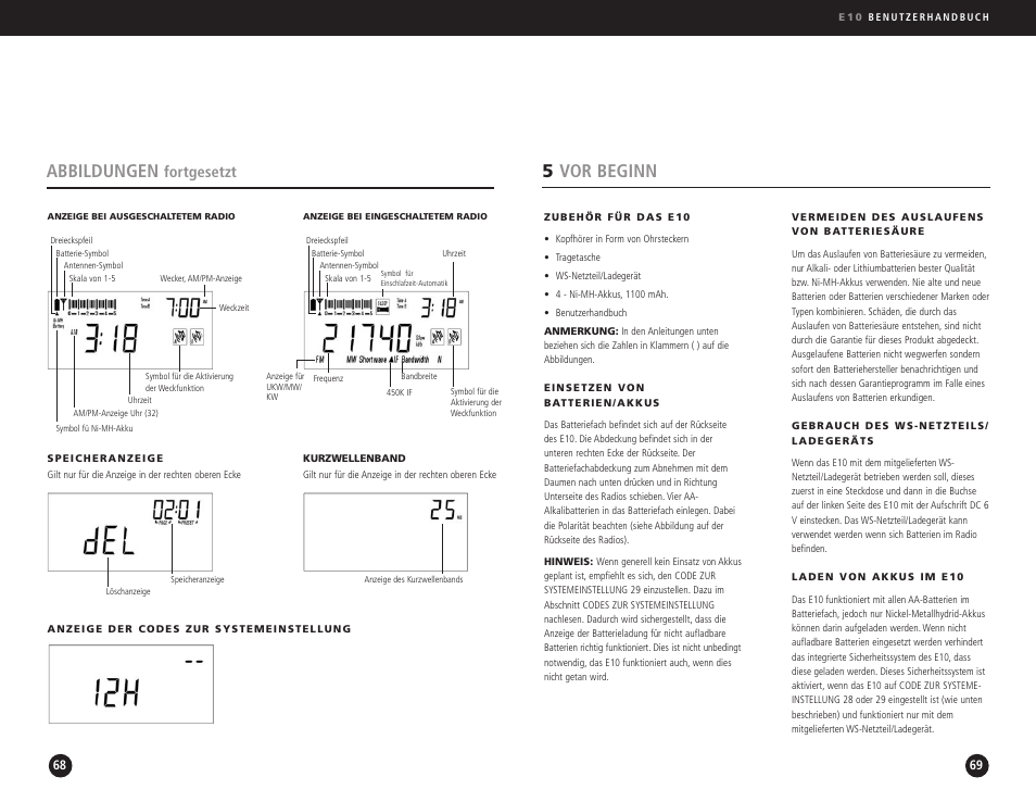 5vor beginn, Abbildungen, Fortgesetzt | Eton Elite E10 User Manual | Page 35 / 80