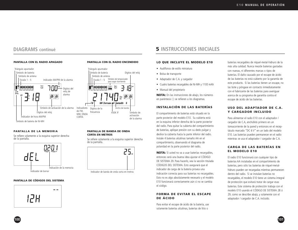 5instrucciones iniciales, Diagrams, Continué | Eton Elite E10 User Manual | Page 51 / 80