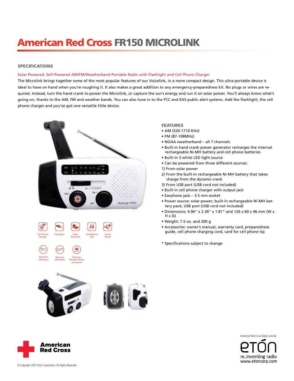 Eton FR150 User Manual | 1 page