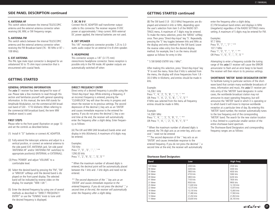 Eton E1 User Manual | Page 12 / 35