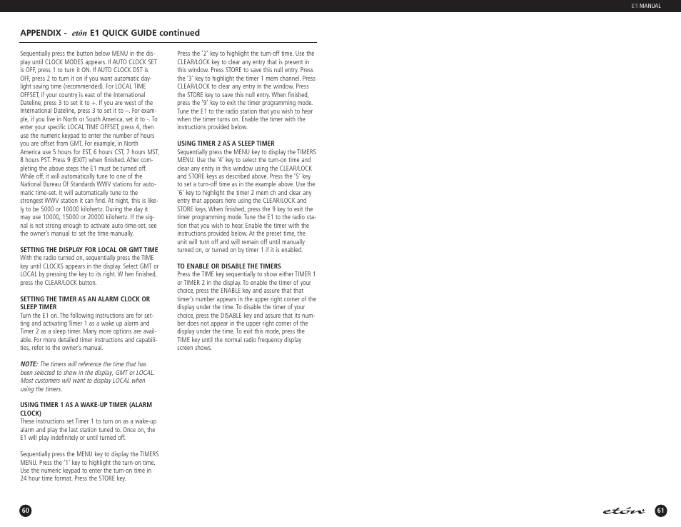 Eton E1 User Manual | Page 32 / 35
