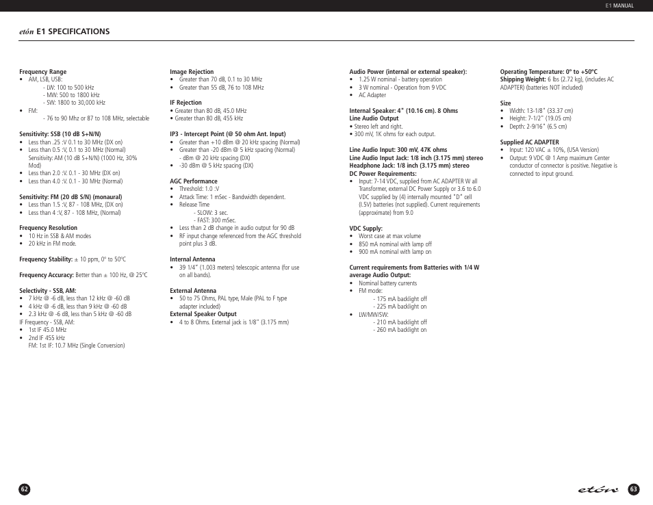 Eton E1 User Manual | Page 33 / 35