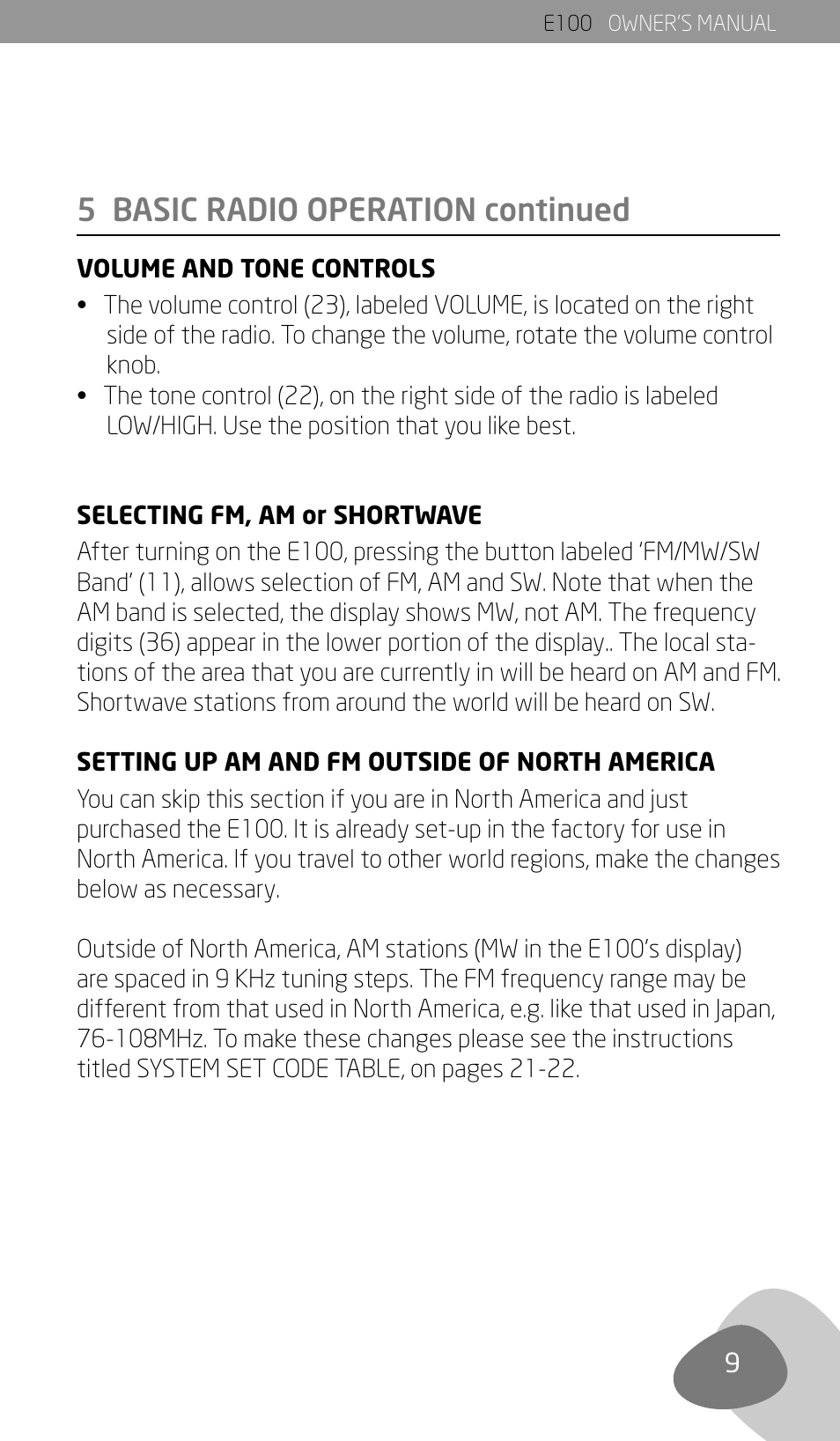 5 basic radio operation continued | Eton Elite E100 User Manual | Page 11 / 41