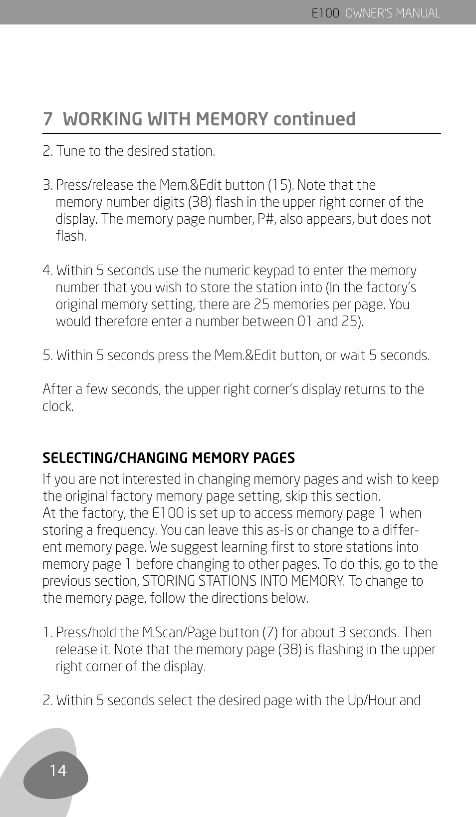 Eton Elite E100 User Manual | Page 16 / 41