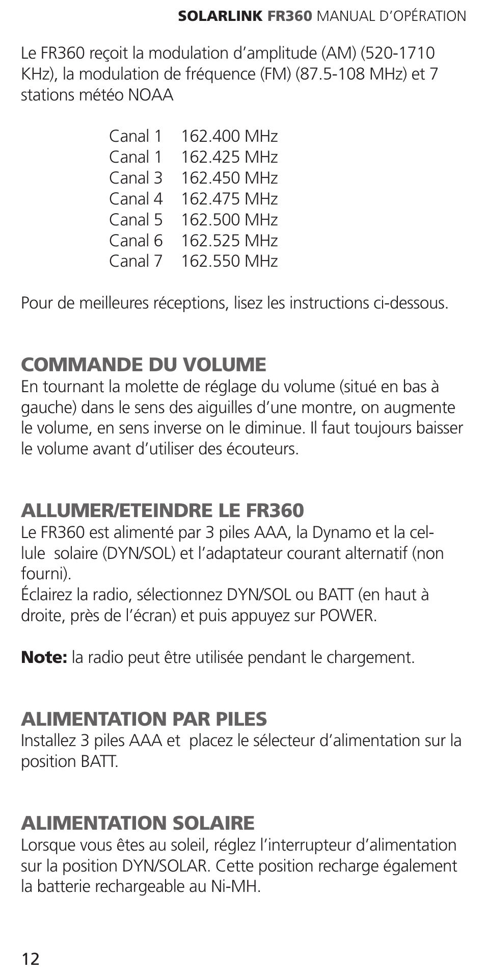 Eton Solarlink ARCFR360WXR RED User Manual | Page 12 / 28