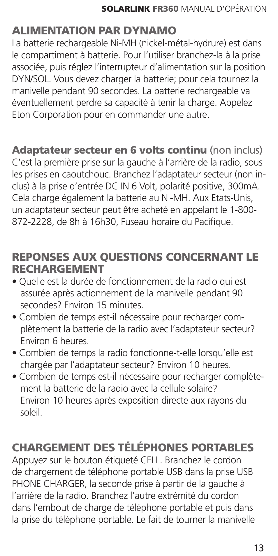 Eton Solarlink ARCFR360WXR RED User Manual | Page 13 / 28