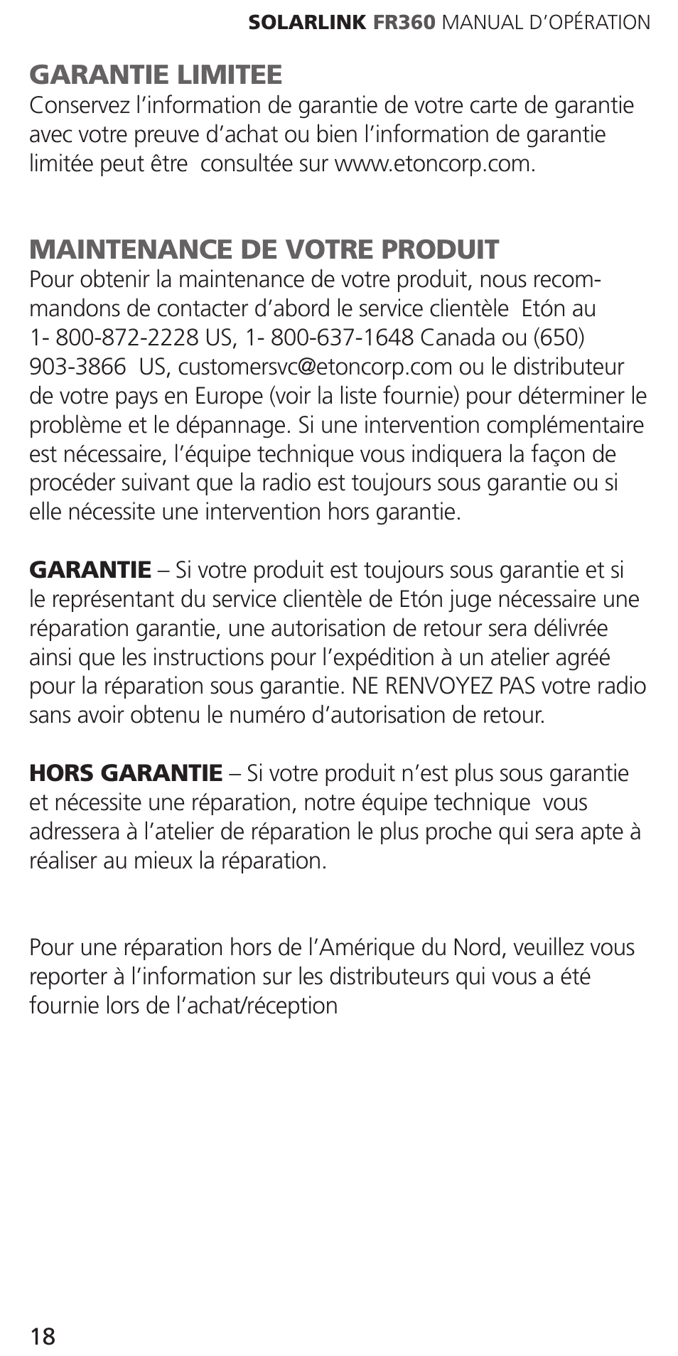Eton Solarlink ARCFR360WXR RED User Manual | Page 18 / 28