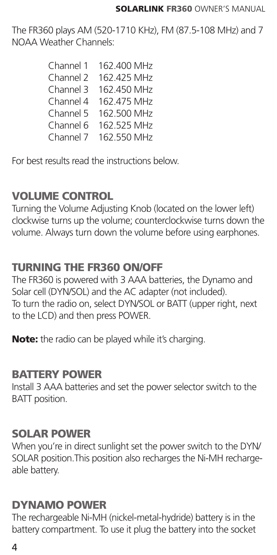 Eton Solarlink ARCFR360WXR RED User Manual | Page 4 / 28