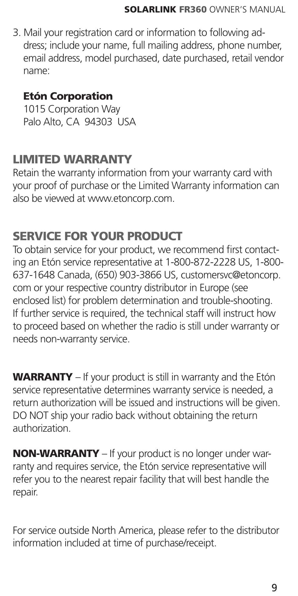 Eton Solarlink ARCFR360WXR RED User Manual | Page 9 / 28