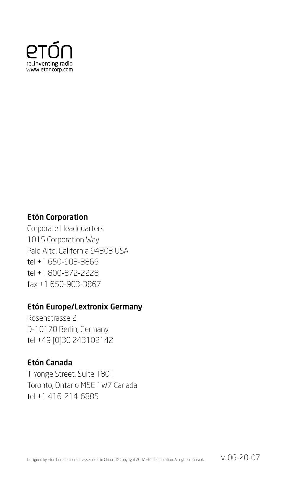 Eton E5 User Manual | Page 106 / 106