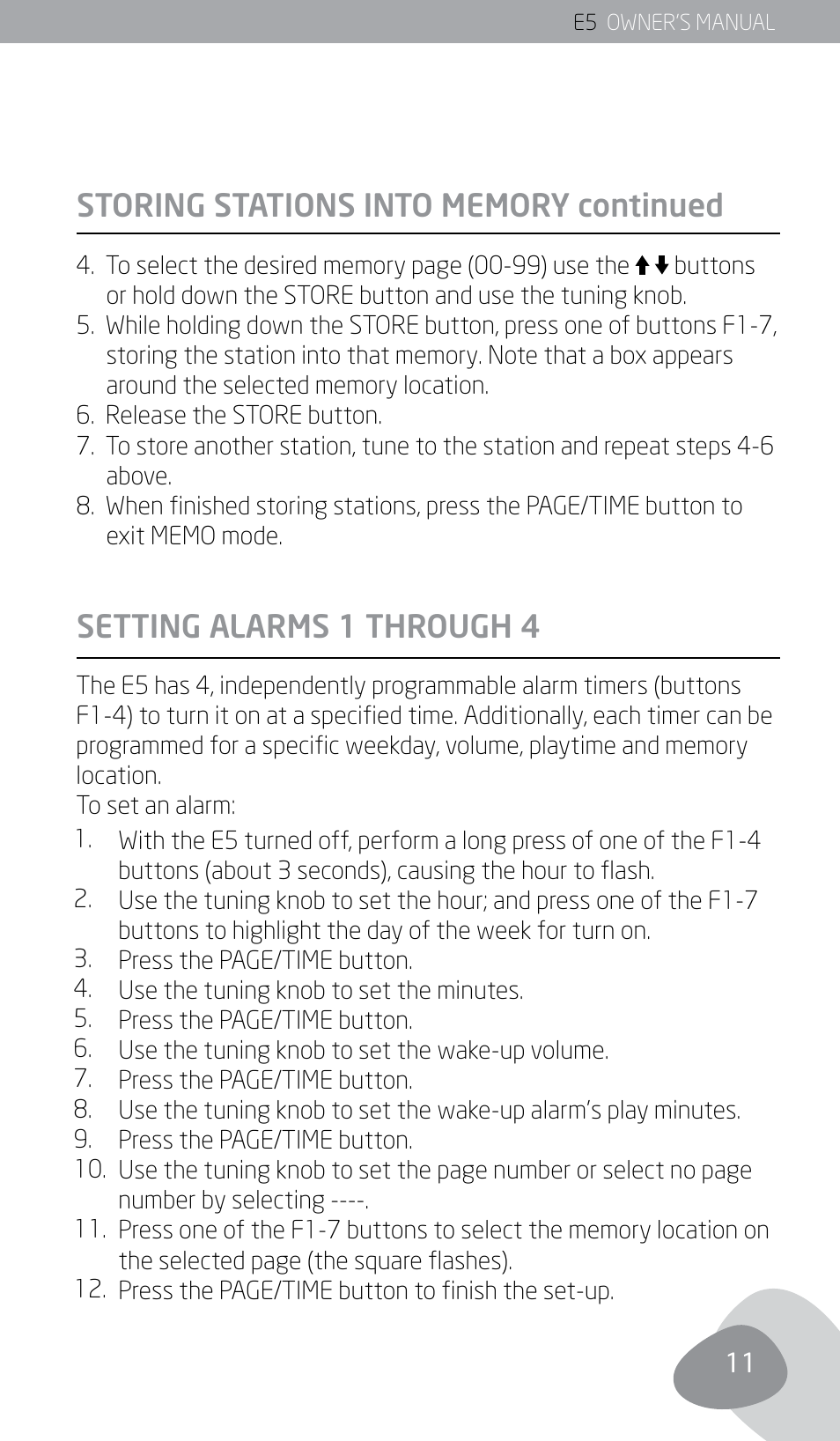 Setting alarms 1 through 4 | Eton E5 User Manual | Page 13 / 106