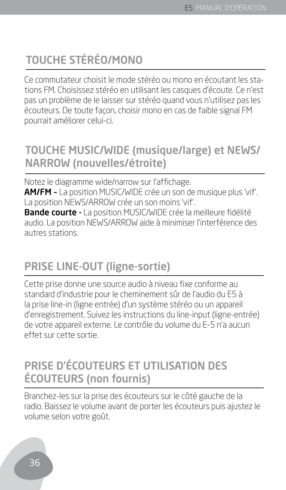 Touche stéréo/mono | Eton E5 User Manual | Page 38 / 106