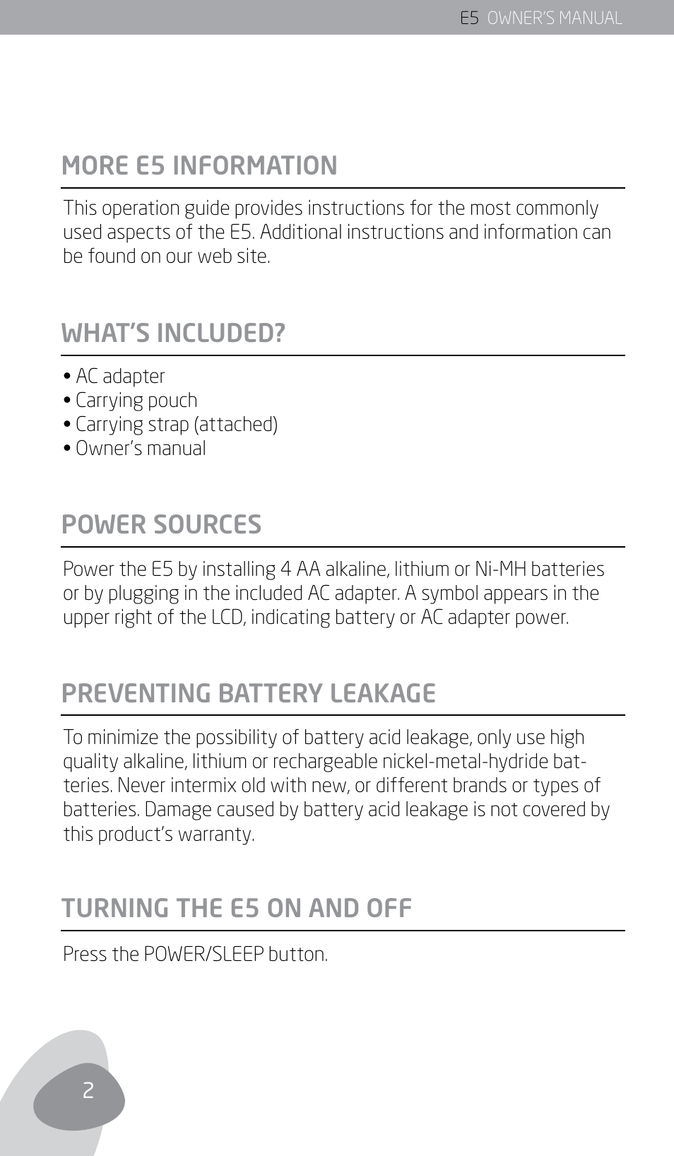 What’s included, Power sources | Eton E5 User Manual | Page 4 / 106
