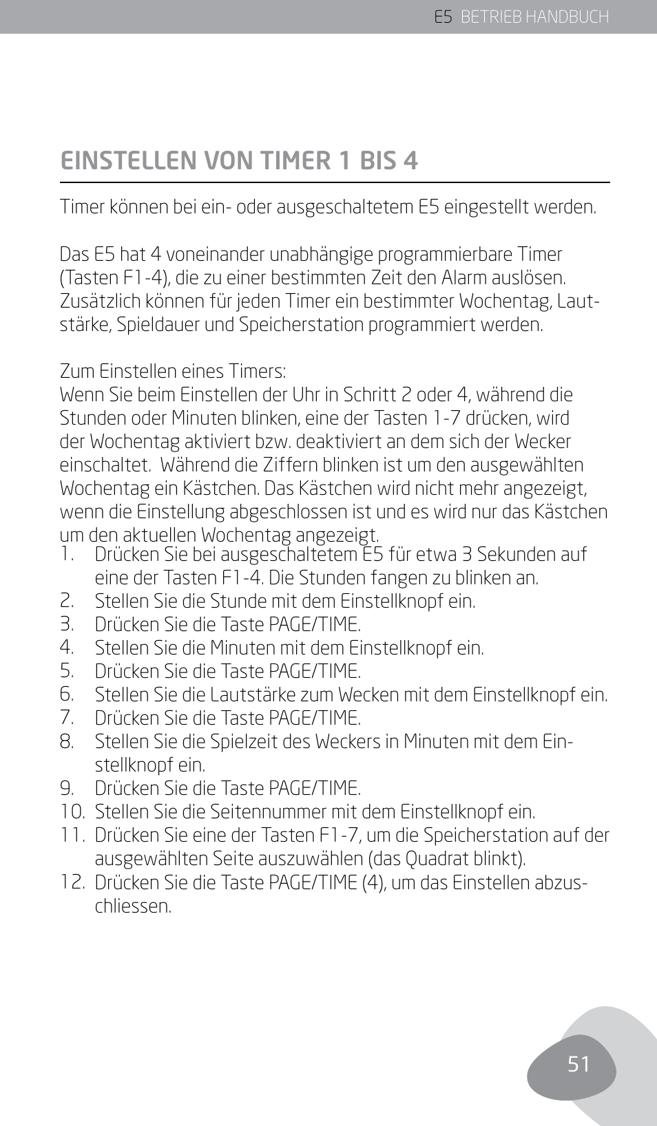 Einstellen von timer 1 bis 4 | Eton E5 User Manual | Page 53 / 106