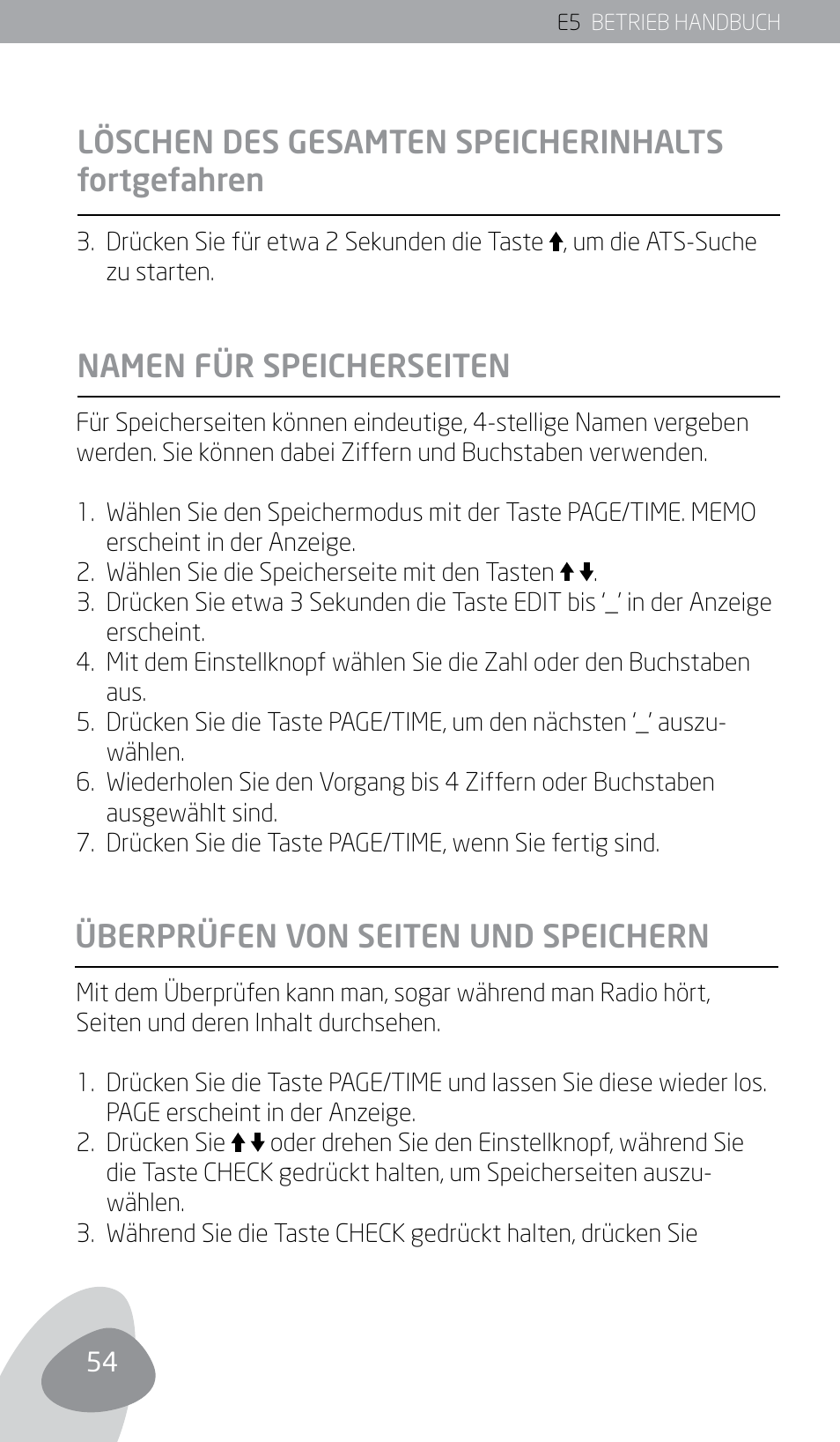 Löschen des gesamten speicherinhalts fortgefahren | Eton E5 User Manual | Page 56 / 106