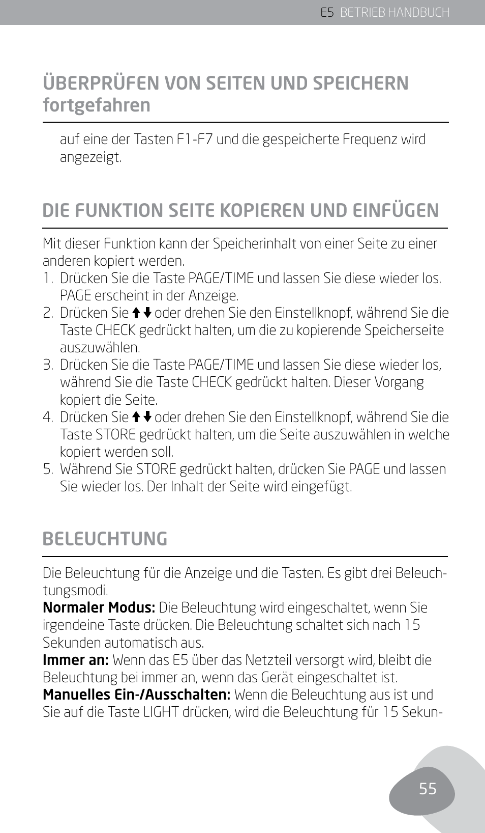 Überprüfen von seiten und speichern fortgefahren | Eton E5 User Manual | Page 57 / 106