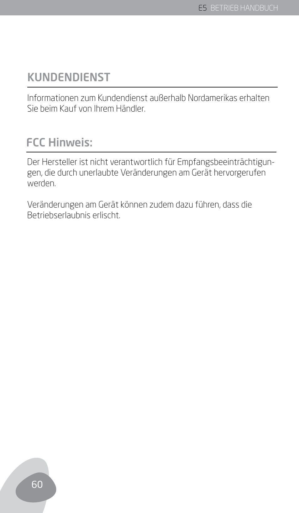 Fcc hinweis: kundendienst | Eton E5 User Manual | Page 62 / 106