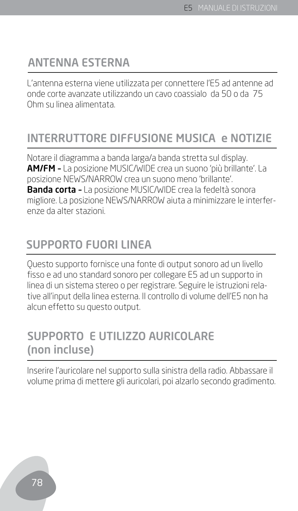 Antenna esterna | Eton E5 User Manual | Page 80 / 106