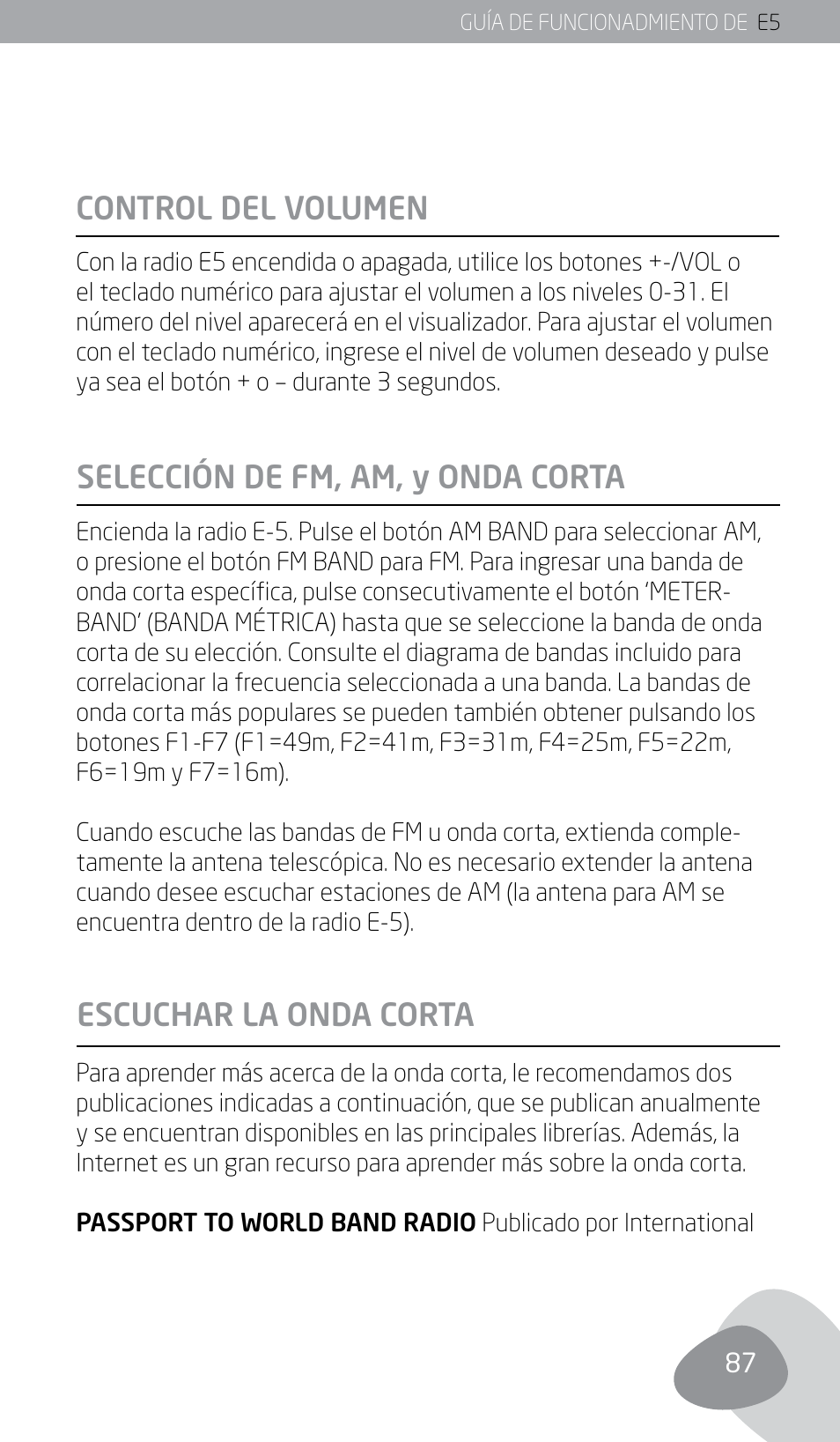 Control del volumen | Eton E5 User Manual | Page 89 / 106